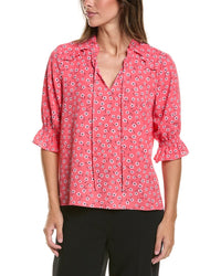 CeCe Cece Elbow Sleeve Split Neck Blouse