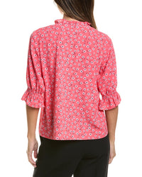 CeCe Cece Elbow Sleeve Split Neck Blouse