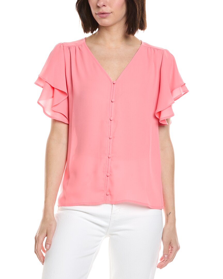 Cece Double Flutter Shirred Shoulder Blouse
