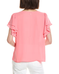 Cece Double Flutter Shirred Shoulder Blouse