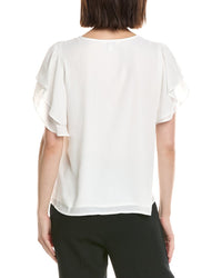 Cece Double Flutter Shirred Shoulder Blouse