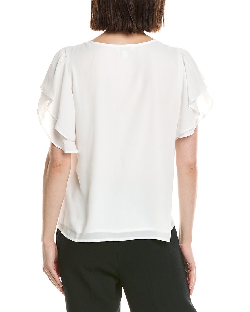 Cece Double Flutter Shirred Shoulder Blouse