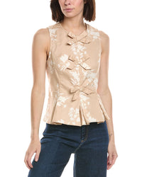 Cece Sleeveless Pleated Hem Bow Top