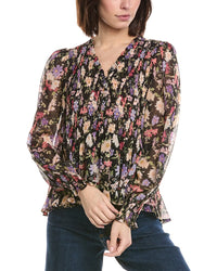 Cece Smocked Bodice & Cuff Peplum Top