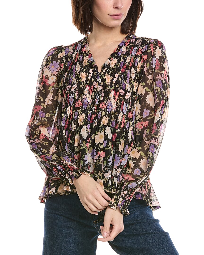 Cece Smocked Bodice & Cuff Peplum Top