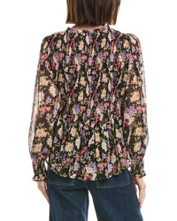 Cece Smocked Bodice & Cuff Peplum Top