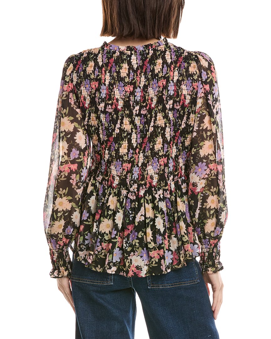 Cece Smocked Bodice & Cuff Peplum Top