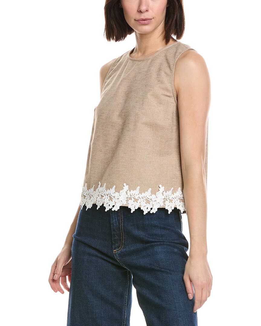Cece Boxy Sleeveless Linen-Blend Top