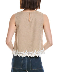 Cece Boxy Sleeveless Linen-Blend Top