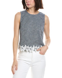 Cece Boxy Sleeveless Linen-Blend Top