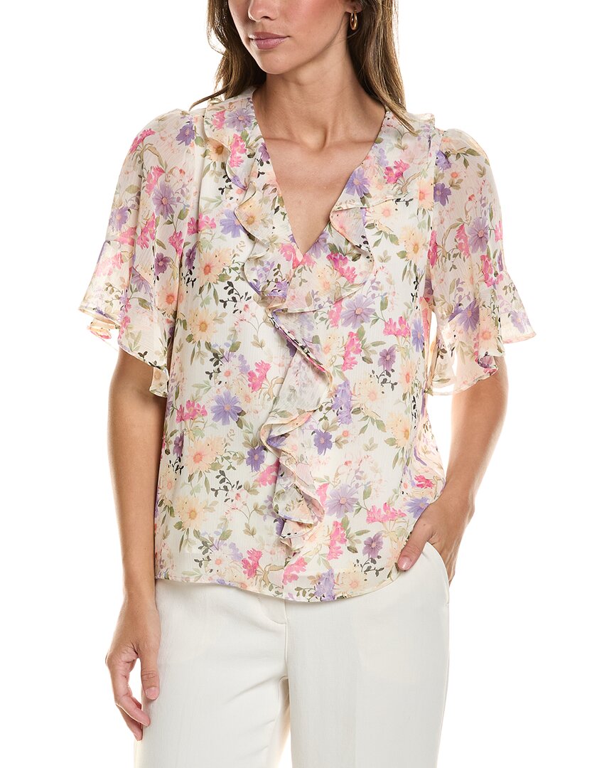 CeCe Cece Flutter Sleeve Ruffled Top
