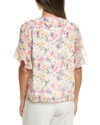 CeCe Cece Flutter Sleeve Ruffled Top
