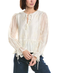 Cece V-Neck Ruffle Button Down Blouse