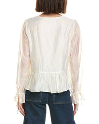 Cece V-Neck Ruffle Button Down Blouse