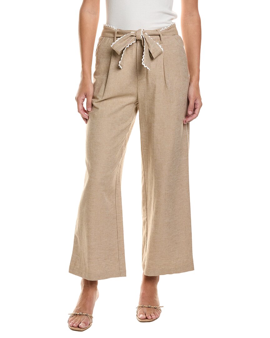 CeCe Cece Tie Waist Wide Leg Linen-Blend Pant