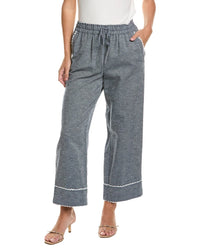 CeCe Cece Pull-On Cropped Linen-Blend Pant