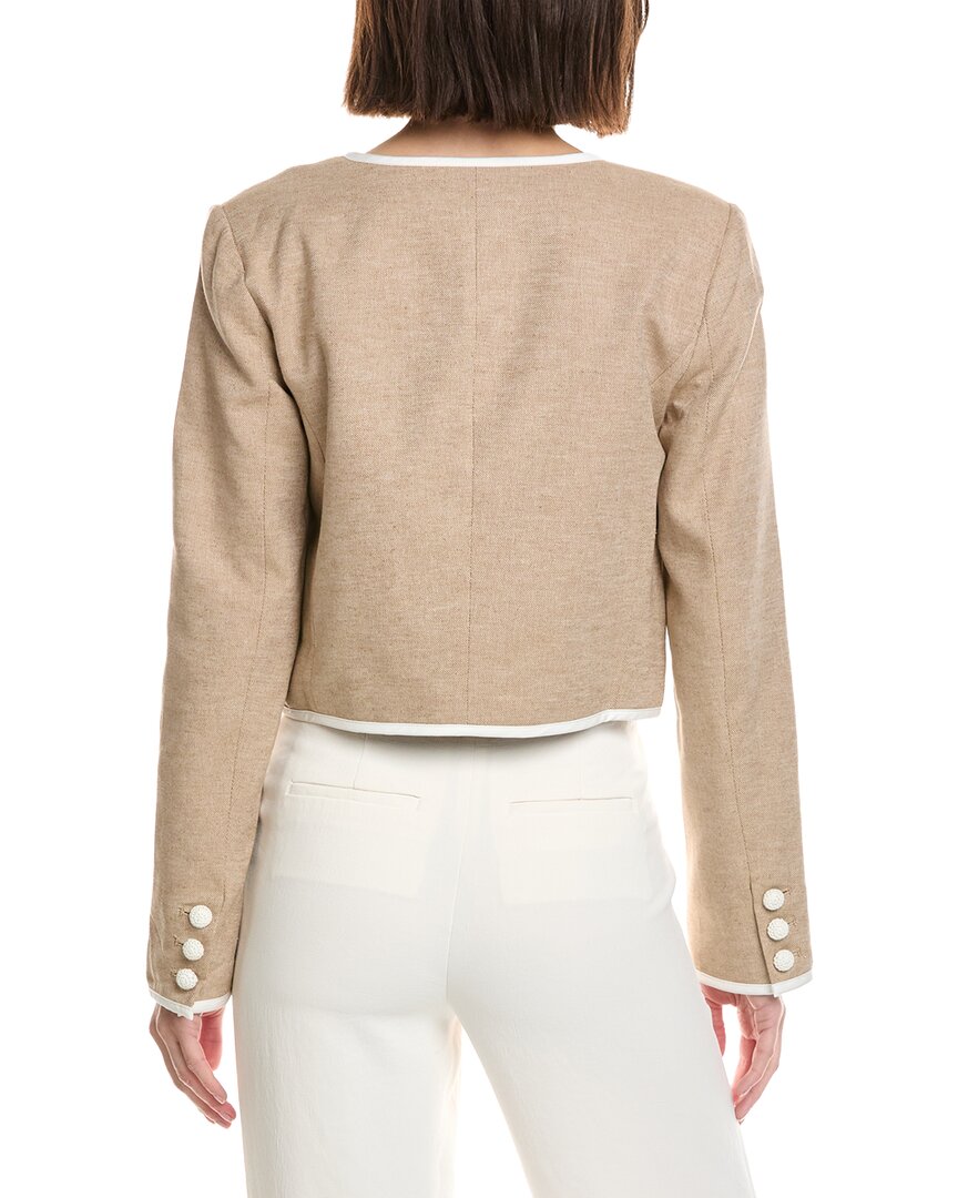 Cece Contrast Patch Pocket Linen-Blend Jacket