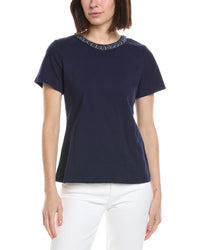 Cece Denim Chain Neck T-Shirt