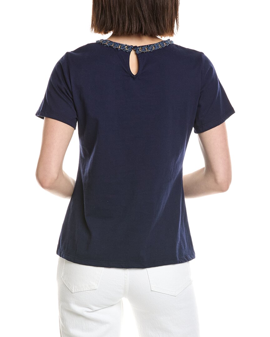 Cece Denim Chain Neck T-Shirt