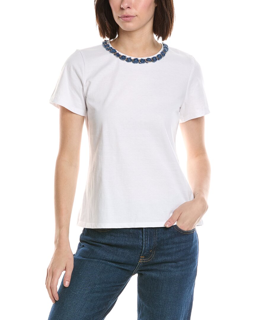 Cece Denim Chain Neck T-Shirt
