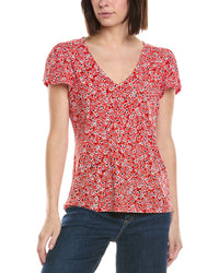 Cece V-Neck Tulip Sleeve Knit Top