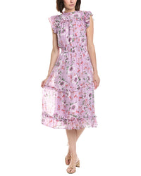 Cece Flutter Sleeve Smocked Waist Midi Dress