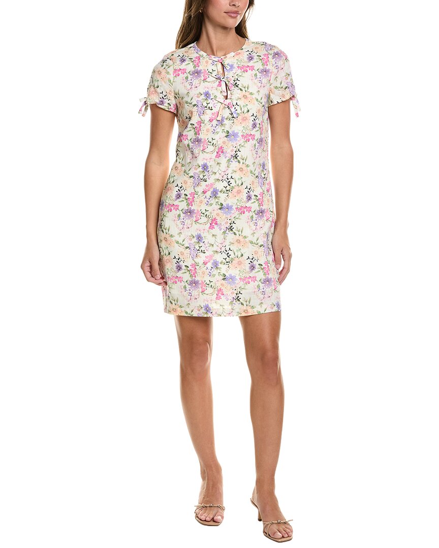 CeCe Cece Bow Detail Keyhole Linen-Blend Mini Dress