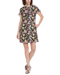 Cece Bow Detail Keyhole Linen-Blend Mini Dress