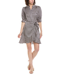 Cece Open Collar Ruffle Wrap Dress