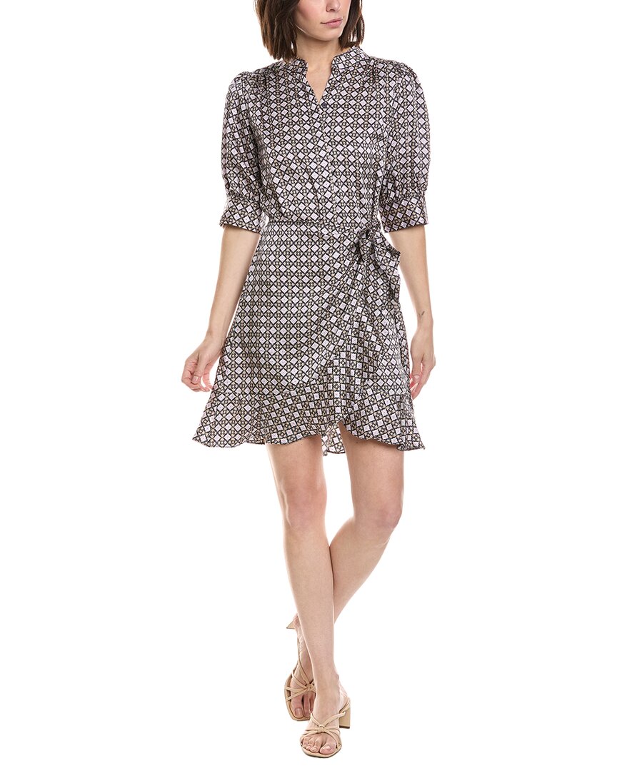 Cece Open Collar Ruffle Wrap Dress