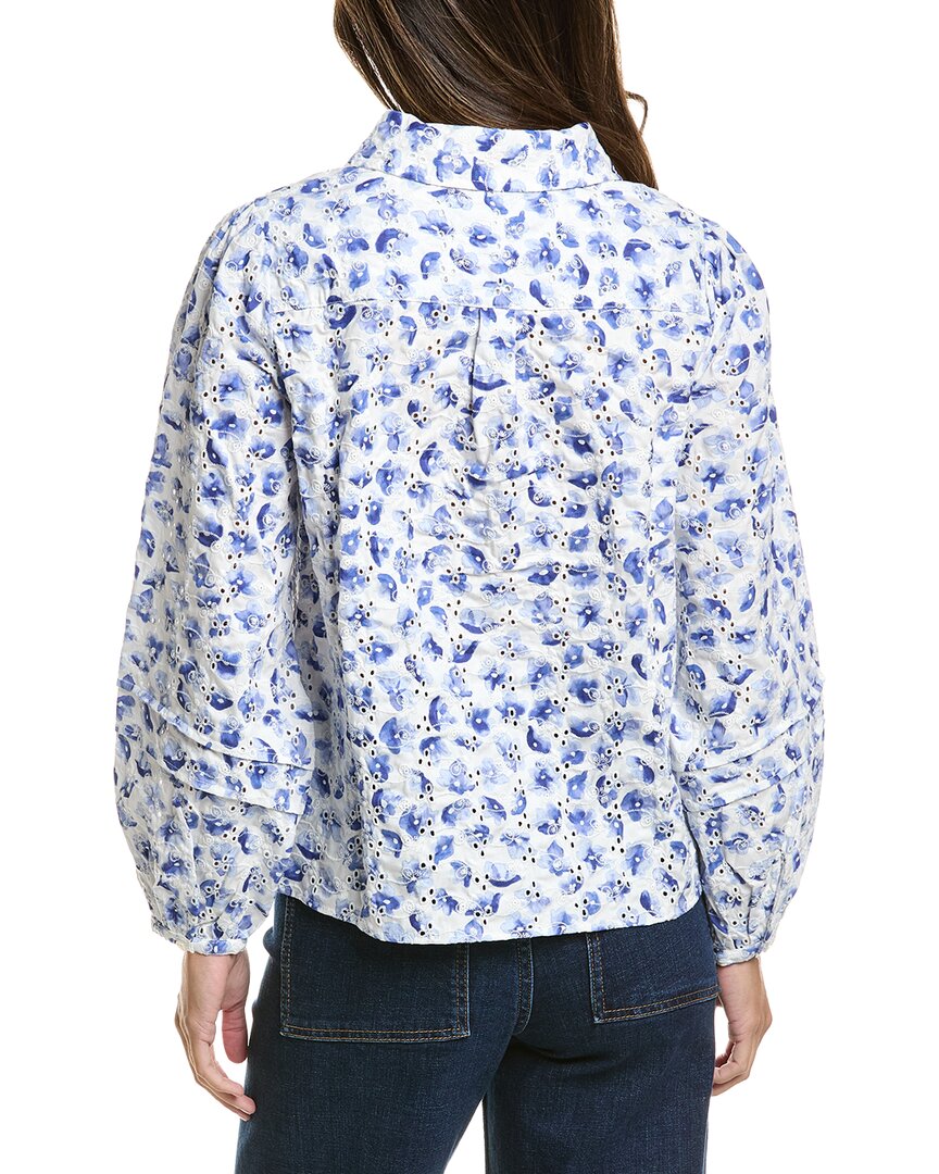 CeCe Cece Collared Pintuck Ruffle Button Down Top