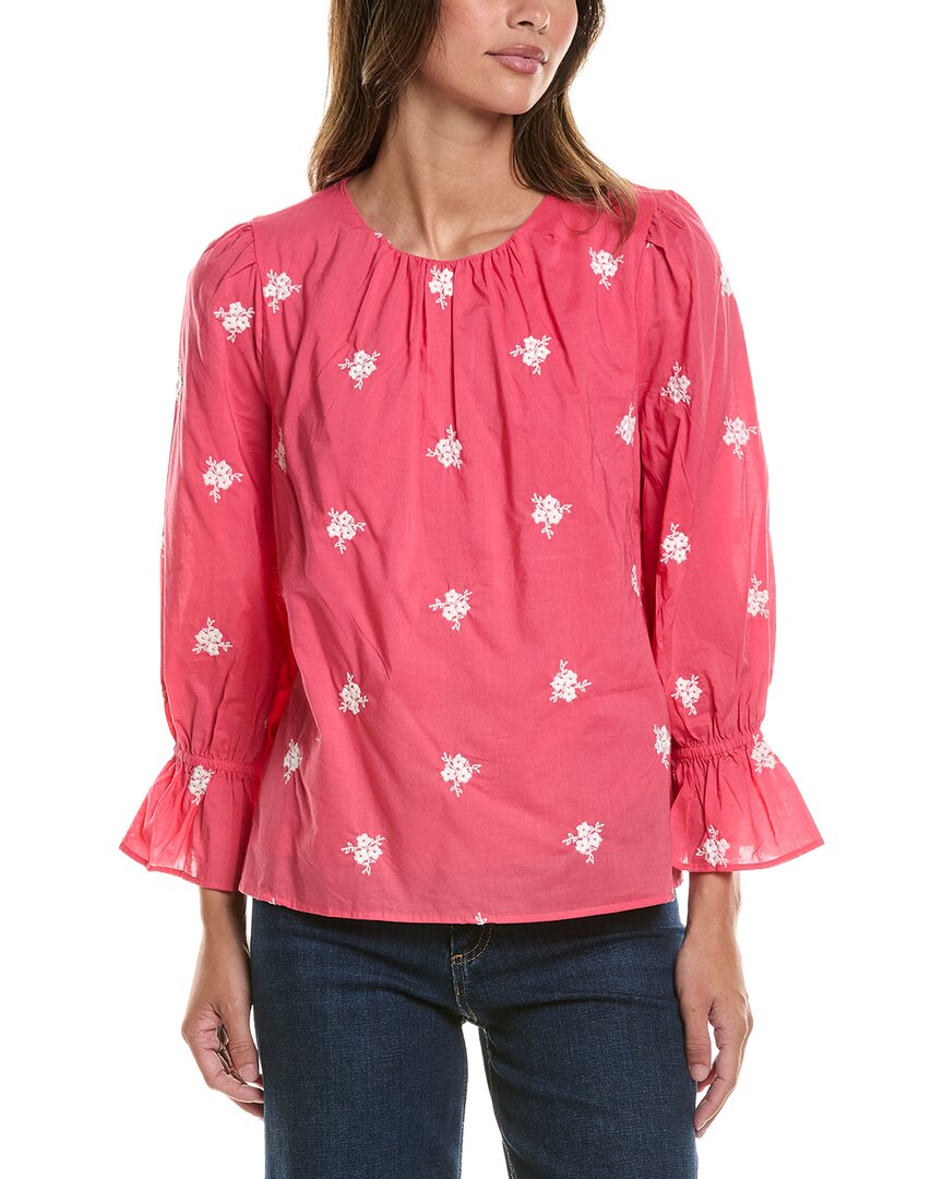 CeCe Cece Shirred Neck Ruffle Sleeve Top