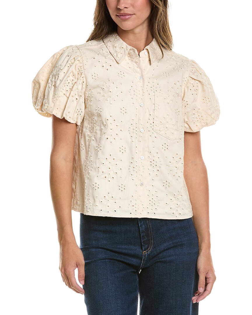 CeCe Cece Bubble Sleeve Collared Top