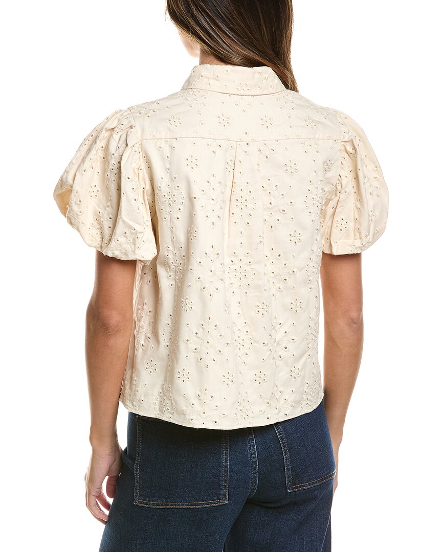 CeCe Cece Bubble Sleeve Collared Top