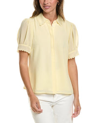 CeCe Cece Scallop Contrast Trim Button Down