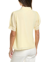 CeCe Cece Scallop Contrast Trim Button Down