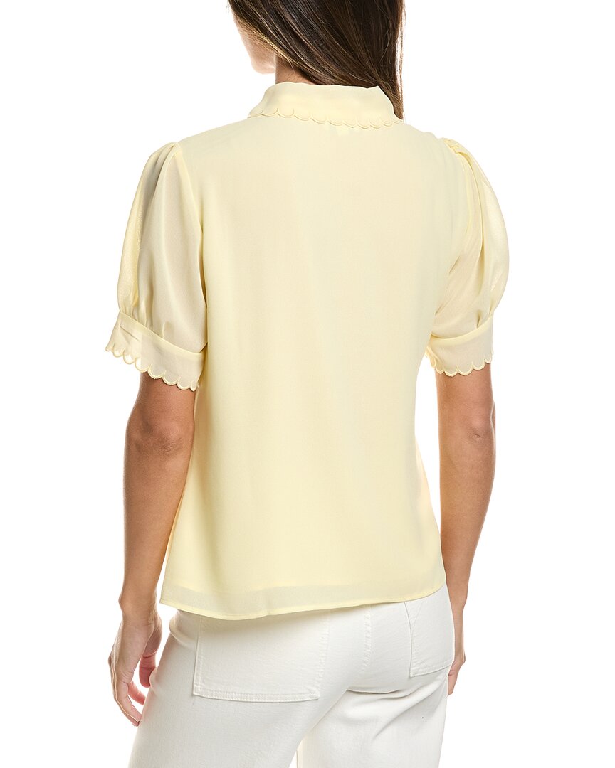CeCe Cece Scallop Contrast Trim Button Down