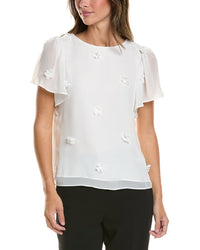 CeCe Cece Flutter Crewneck Flower Top