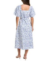 CeCe Cece Puff Sleeve Sweetheart Neck Midi Dress