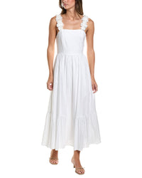 Cece Floral Strap Tiered Linen-Blend Midi Dress
