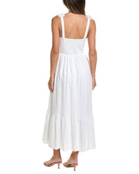 Cece Floral Strap Tiered Linen-Blend Midi Dress