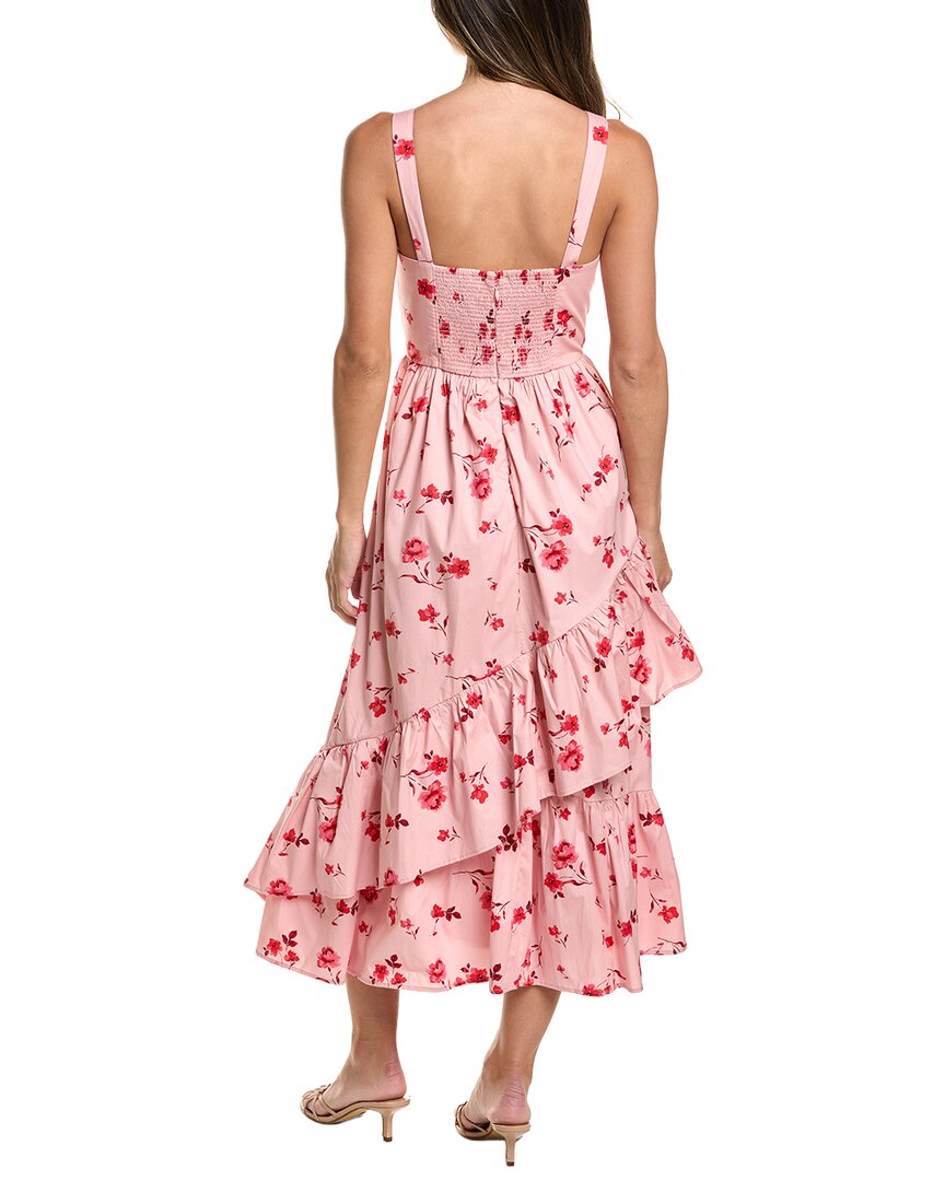 CeCe Cece Corset Asymmetrical Hem Ruffle Midi Dress