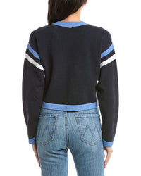 St. John Two Stripe Wool-Blend Cardigan Top