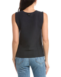 St. John Scoop Rolled Neck Cap Sleeve Knit Top