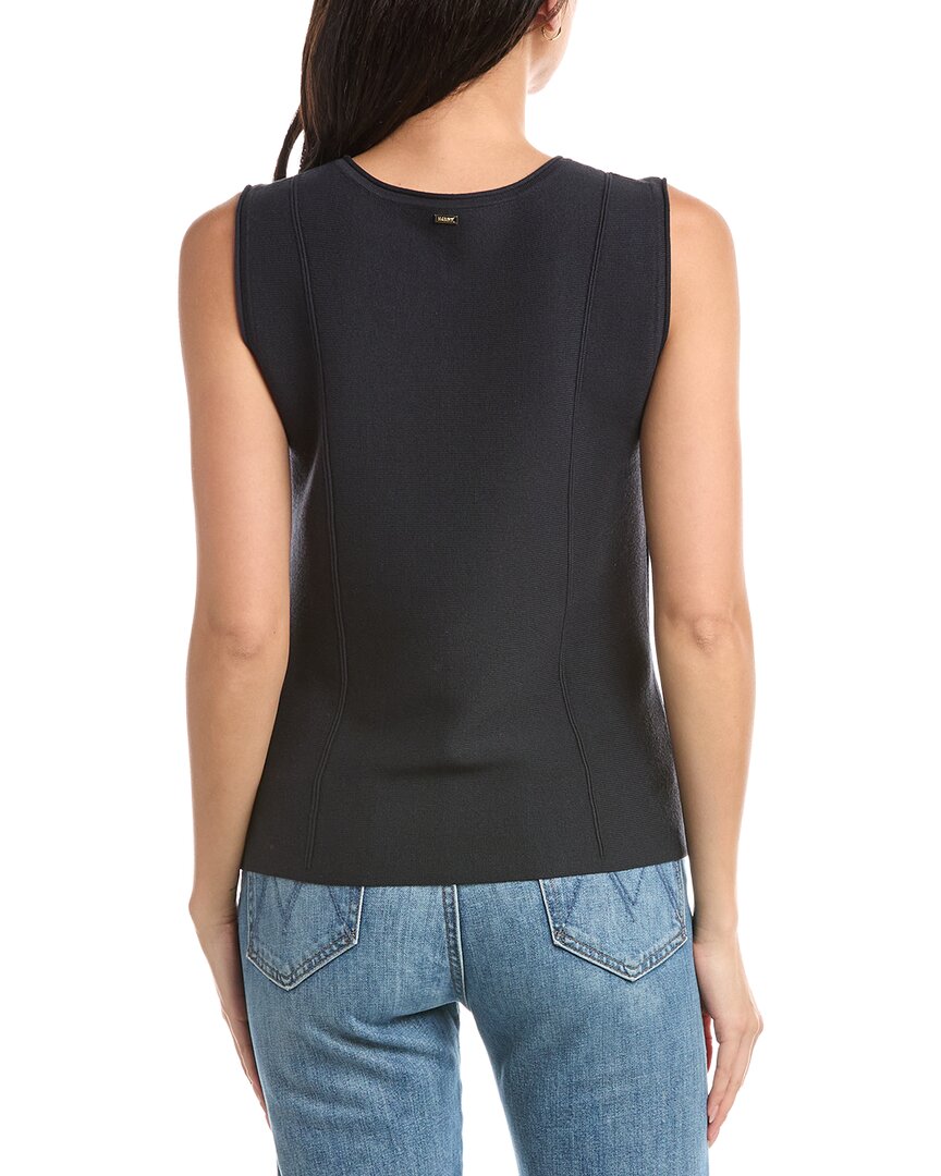 St. John Scoop Rolled Neck Cap Sleeve Knit Top