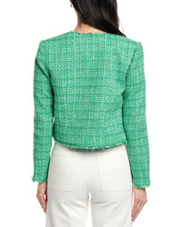 St. John Tweed Boxy Jacket W/Fringe