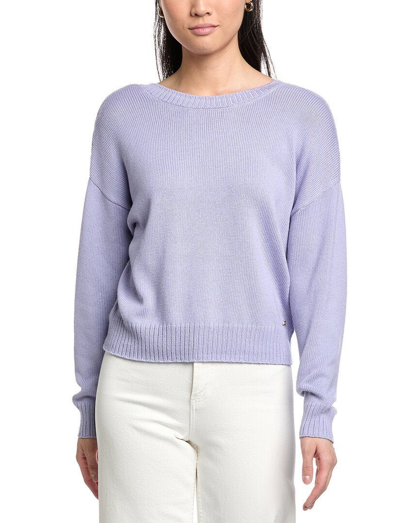 St. John Back Deep-V Cashmere-Blend Sweater