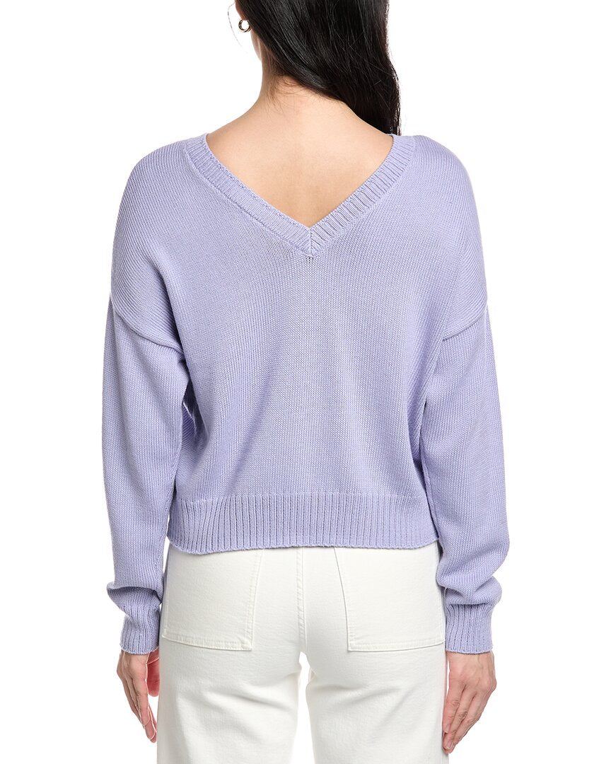 St. John Back Deep-V Cashmere-Blend Sweater
