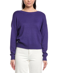 St. John Back Deep-V Cashmere-Blend Sweater
