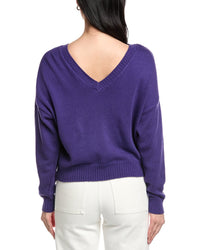St. John Back Deep-V Cashmere-Blend Sweater